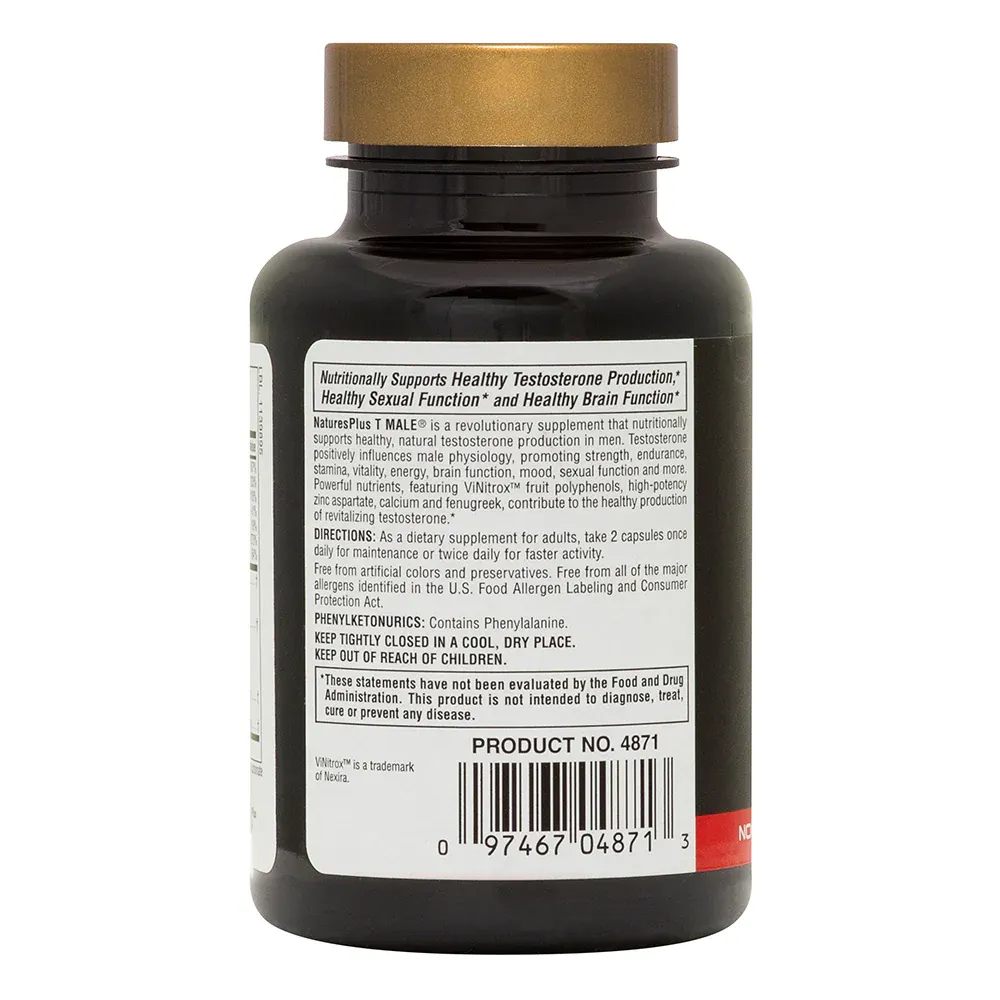 NATURE'S PLUS T MALE 60 Capsules Direction.webp